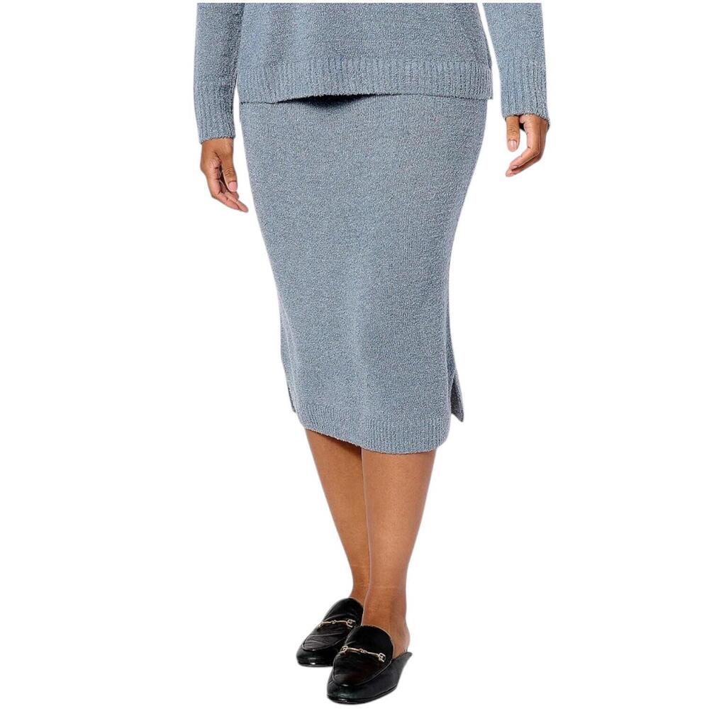 Isaac Mizrahi Live! Women's Soho Cozy Novelty Yarn Skirt Steel Blue - Regular